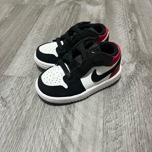 Jordan Kids Black, White, and Red Sneakers